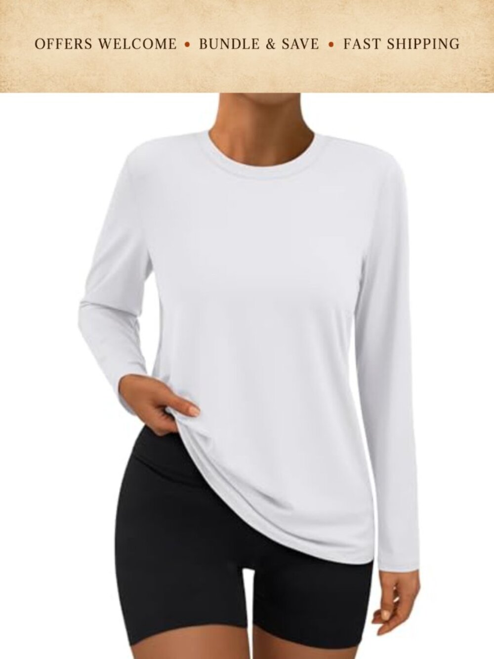 Women's Long Sleeve Crew Neck Loose Fit Workout Gym Yoga T-Shirt